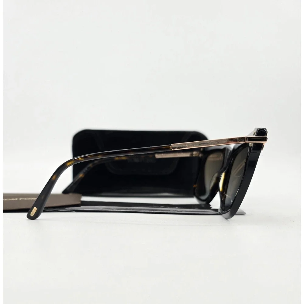 Tom Ford Dasha TF922 52H Polarized Tortoise Square Sunglasses Gold Italy